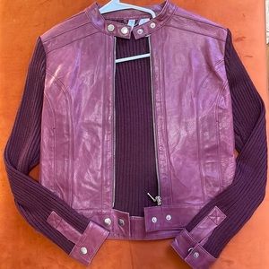 Magenta Vintage Leather / Sweater Jacket